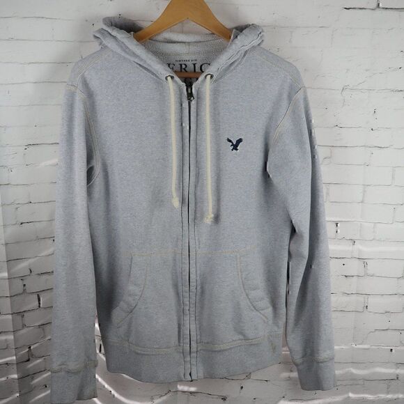 AMERICAN EAGLE OUTFITTERS VINTAGE FIT GREY FULL ZIP HOODED/HOODIE SWEATSHIRT - Picture 1 of 6